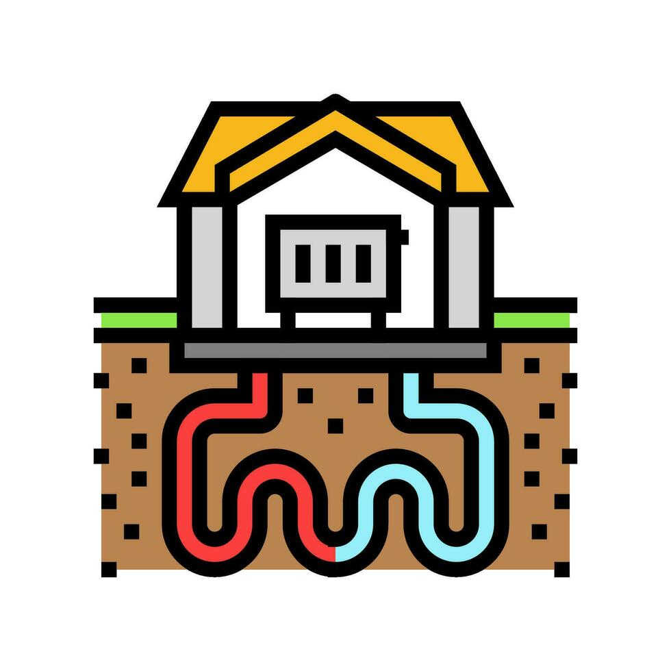 chaleur récupération système géothermie Couleur icône vecteur illustration