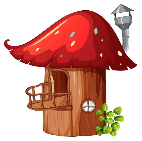 Maison en bois aux champignons enchantés vecteur