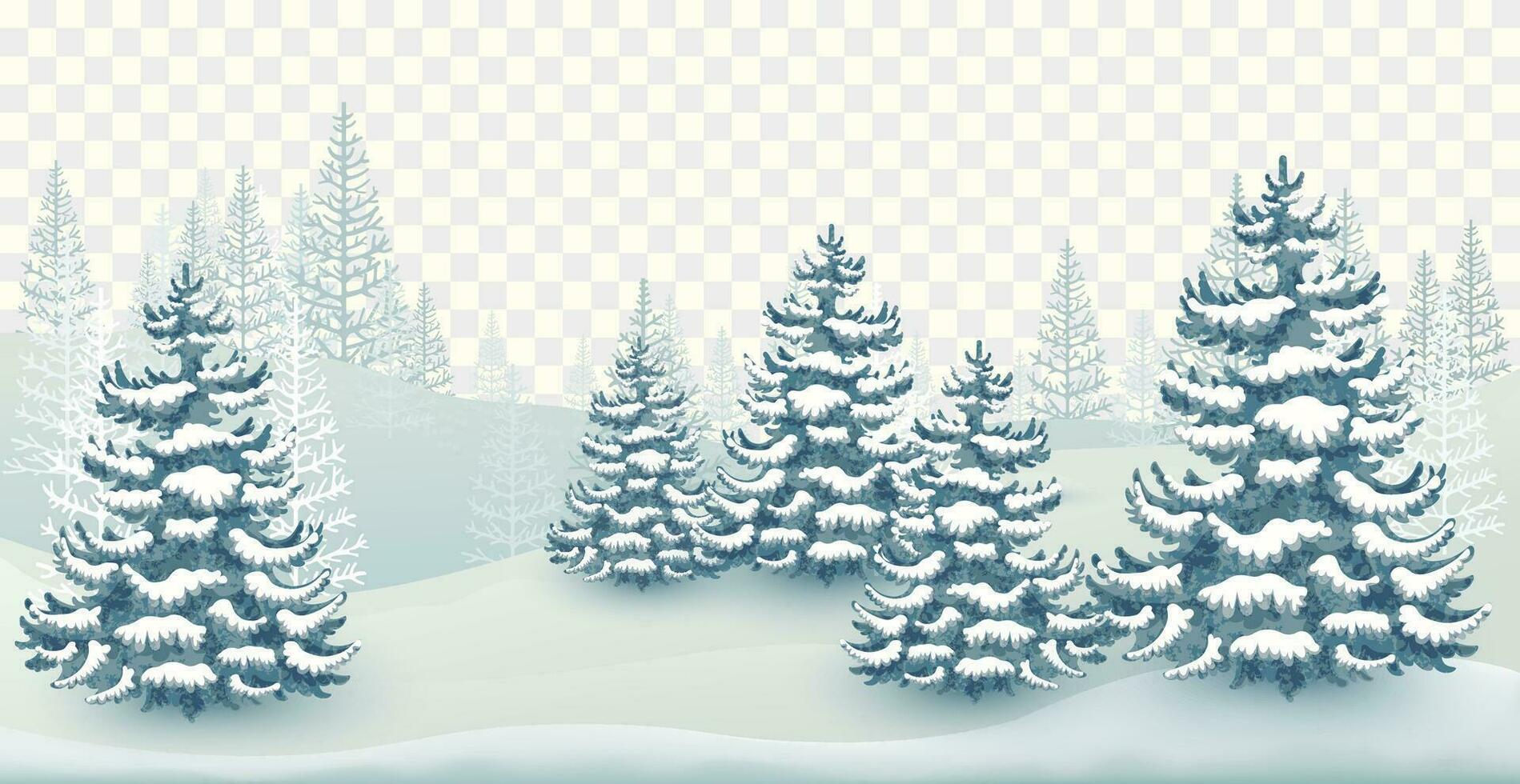 paysage avec congères et conifère des arbres dans hiver forêt isolé. vecteur illustration