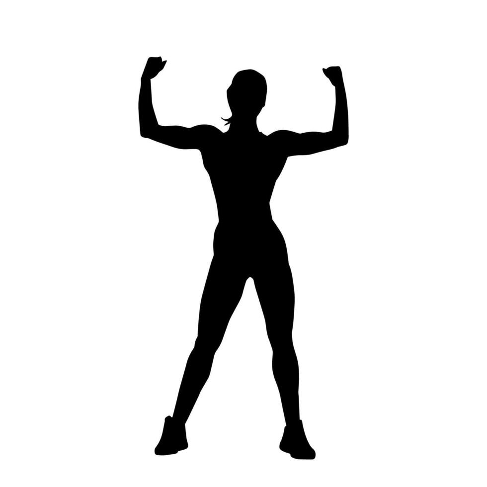 silhouette de une femme Faire aérobique déplacer. silhouette de une Gym sportif la personne Faire entraînement. vecteur