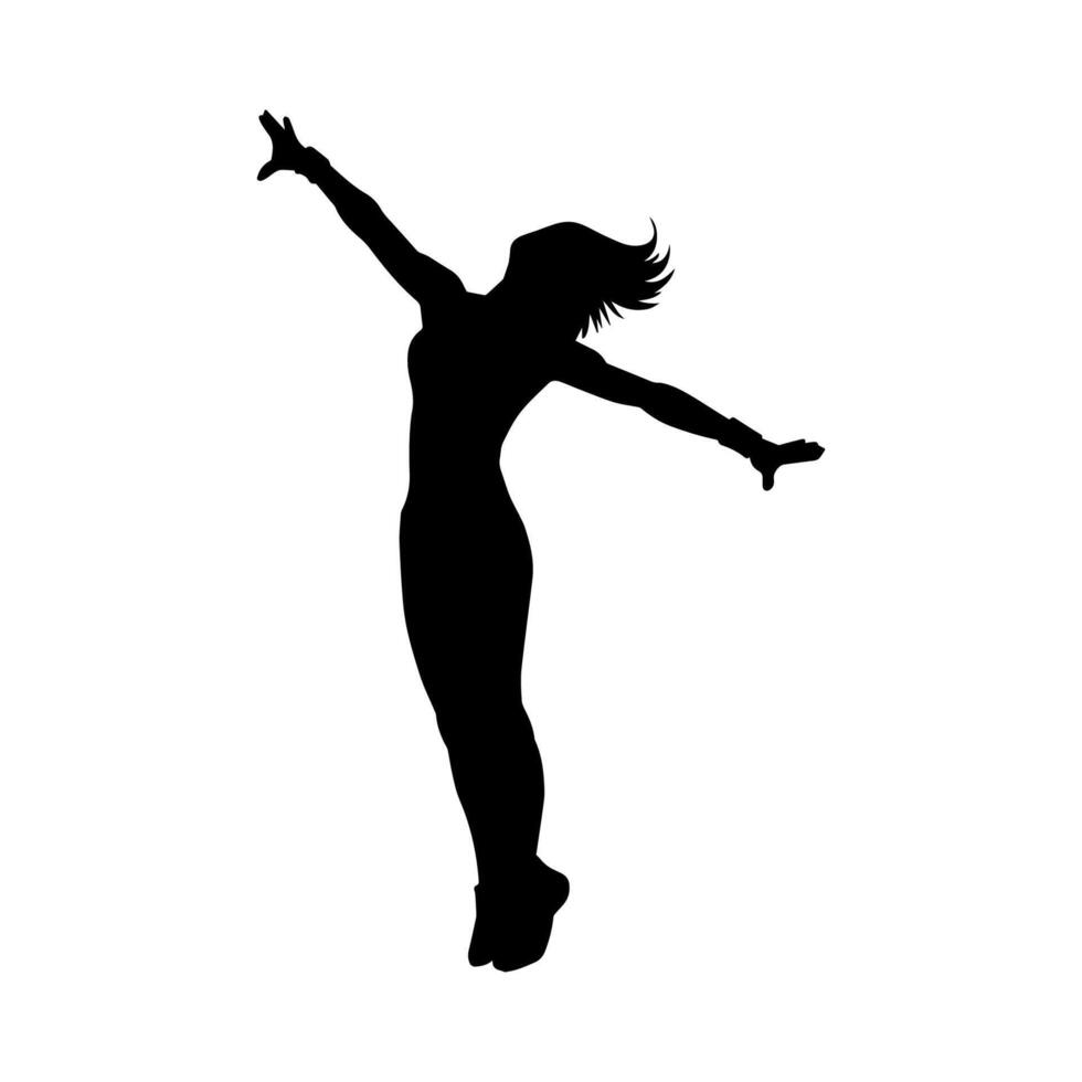silhouette de une Jeune svelte femelle modèle dans serré tenue. silhouette de une svelte femme dans féminin pose. vecteur