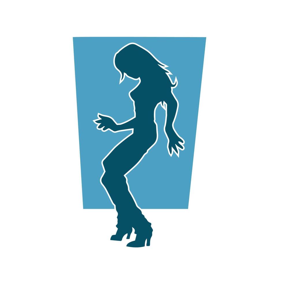 silhouette de une svelte femelle dans Danse pose. silhouette de une femme dansant. vecteur