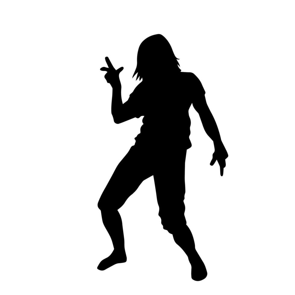 silhouette de une svelte femelle dans Danse pose. silhouette de une femme dansant. vecteur