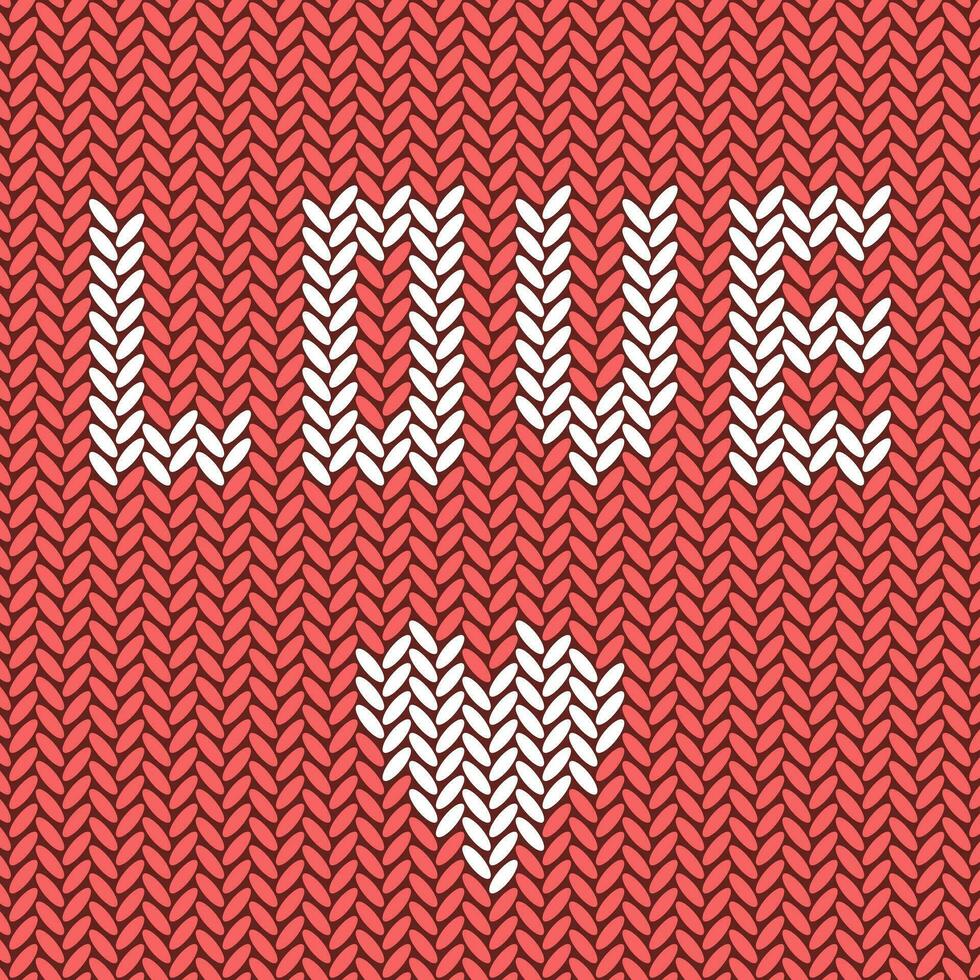 tricoté l'amour cœur. tricoté cœur symbole. vecteur tricot modèle. plat tricoté cœur