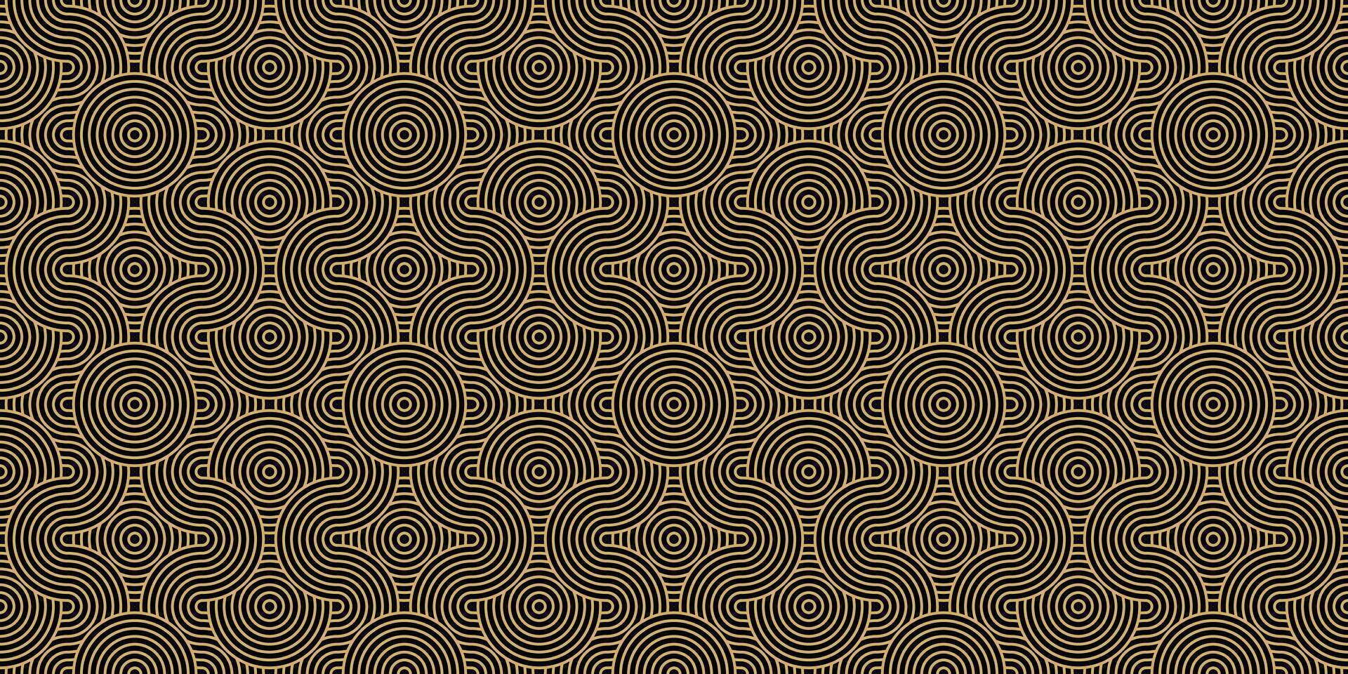 abstrait horizontal sans couture modèle dans asiatique Oriental style. ondulé lignes. noir et or. luxe vecteur illustration.