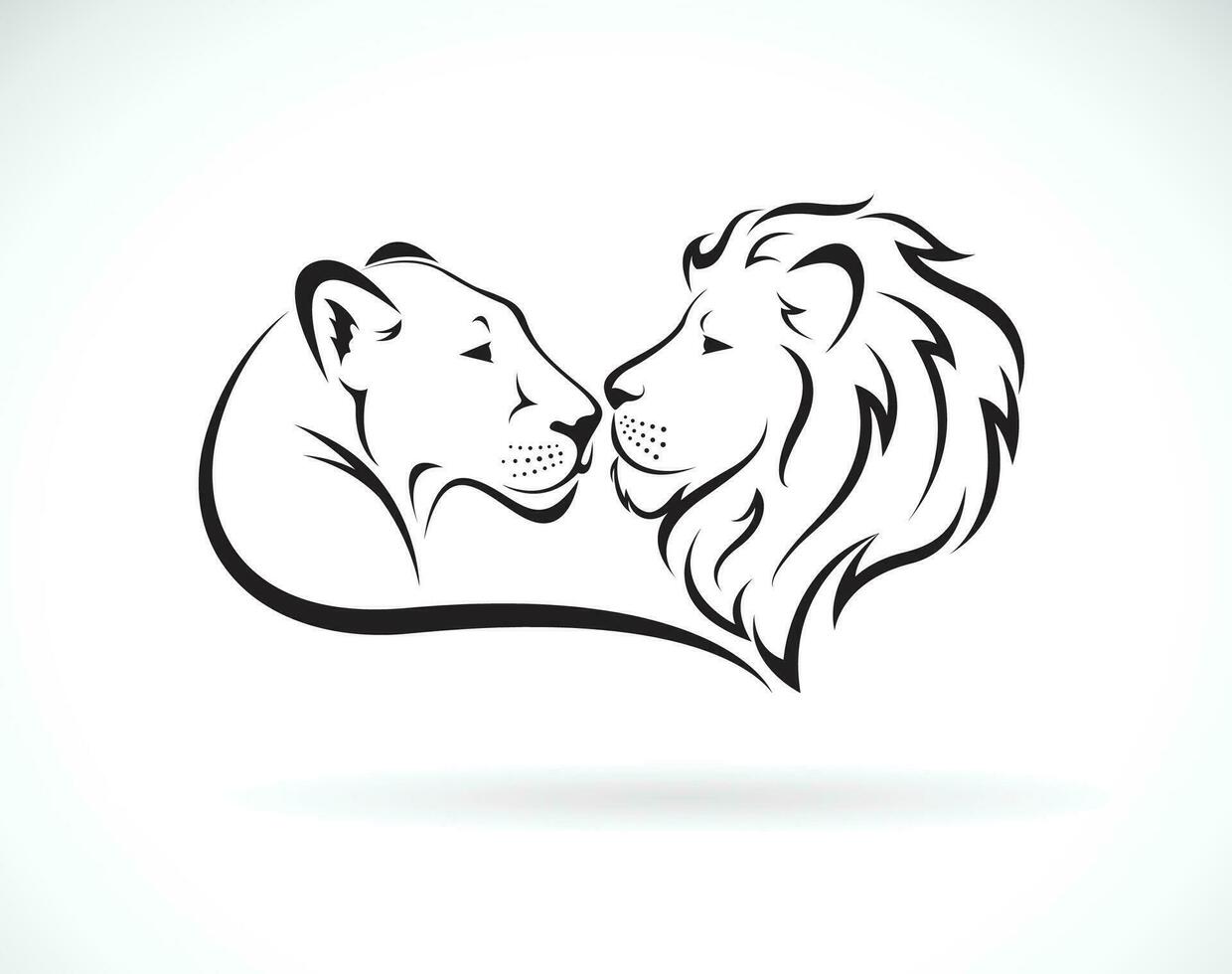 Masculin Lion et femelle Lion conception sur blanc Contexte. sauvage animaux. Lion logo ou icône. facile modifiable en couches vecteur illustration.