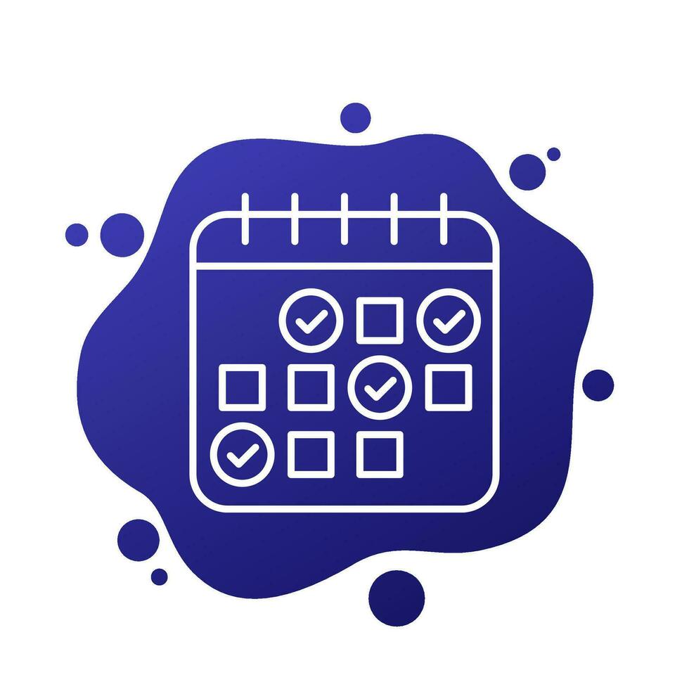 calendrier, programme icône avec vérifier Des marques, ligne conception vecteur