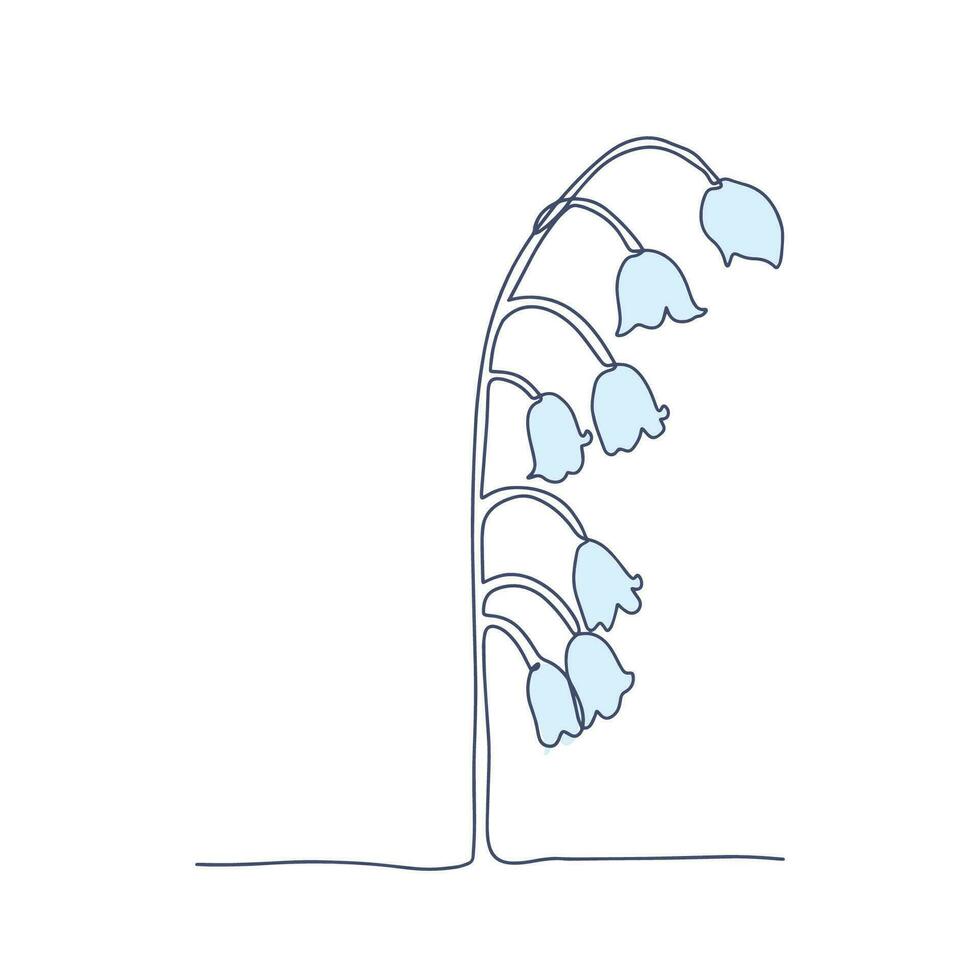 le lis de le vallée fleur est dessiné à la main dans une minimaliste style, dans le technique de une Célibataire doubler, une monoligne. le symbole de produits de beauté, le logo de une beauté salon. vecteur illustration