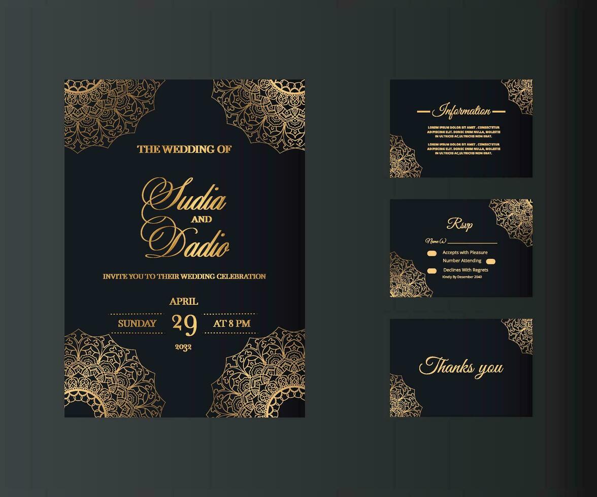 modèle de carte d'invitation de mariage vecteur gratuit