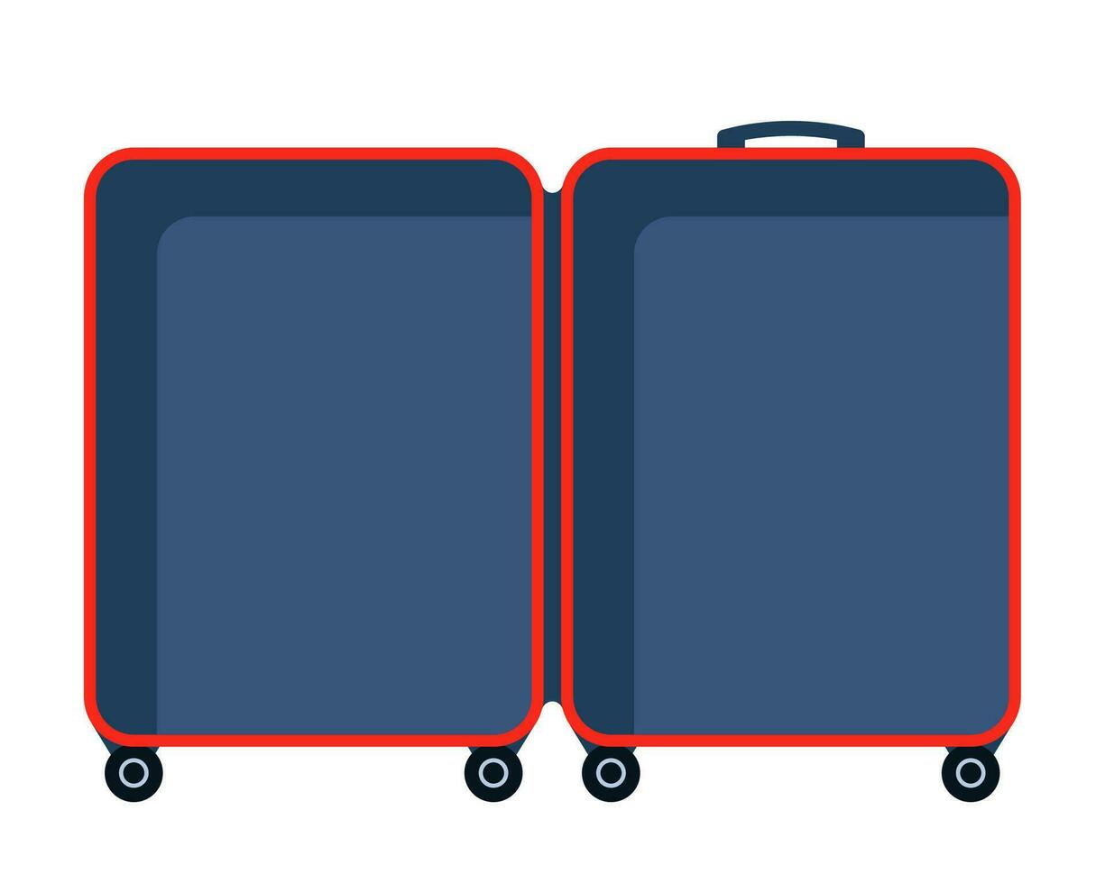 vide ouvert valise, Voyage concept. vide moderne à roues valise prêt pour emballage. en train de préparer pour le voyage. vecteur illustration.