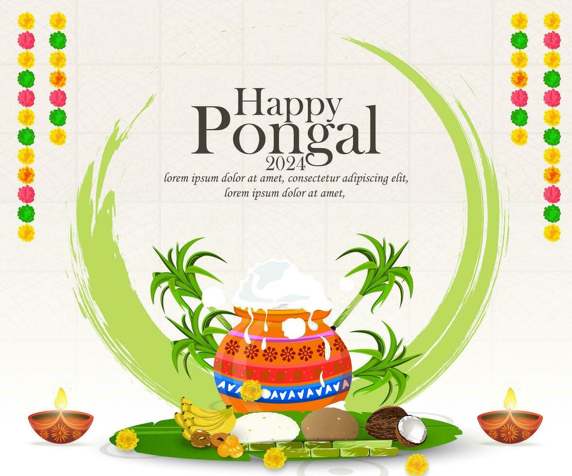 content pongal vacances Contexte pour récolte Festival de Inde. salutation carte conception modèle. vecteur illustration.