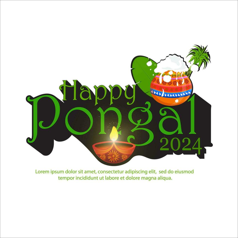 bannière de célébration du festival de la récolte du sud de l'inde heureux pongal ou arrière-plan de conception d'affiche vecteur