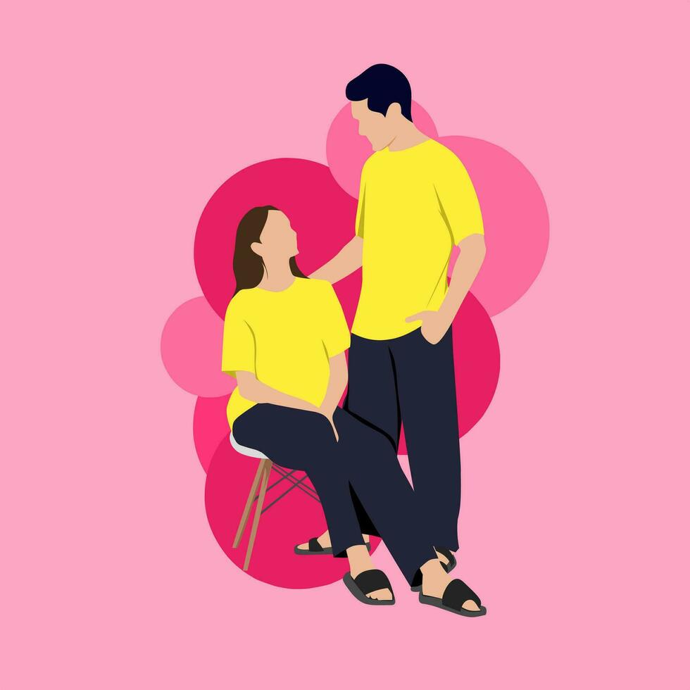 romantique couple plat illustration vecteur