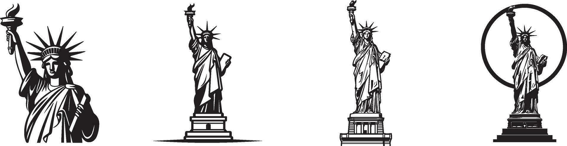 Etats-Unis ou le uni États de Amérique indépendance journée logo pour le 4e de juillet avec statue de liberté, vecteur illustration.