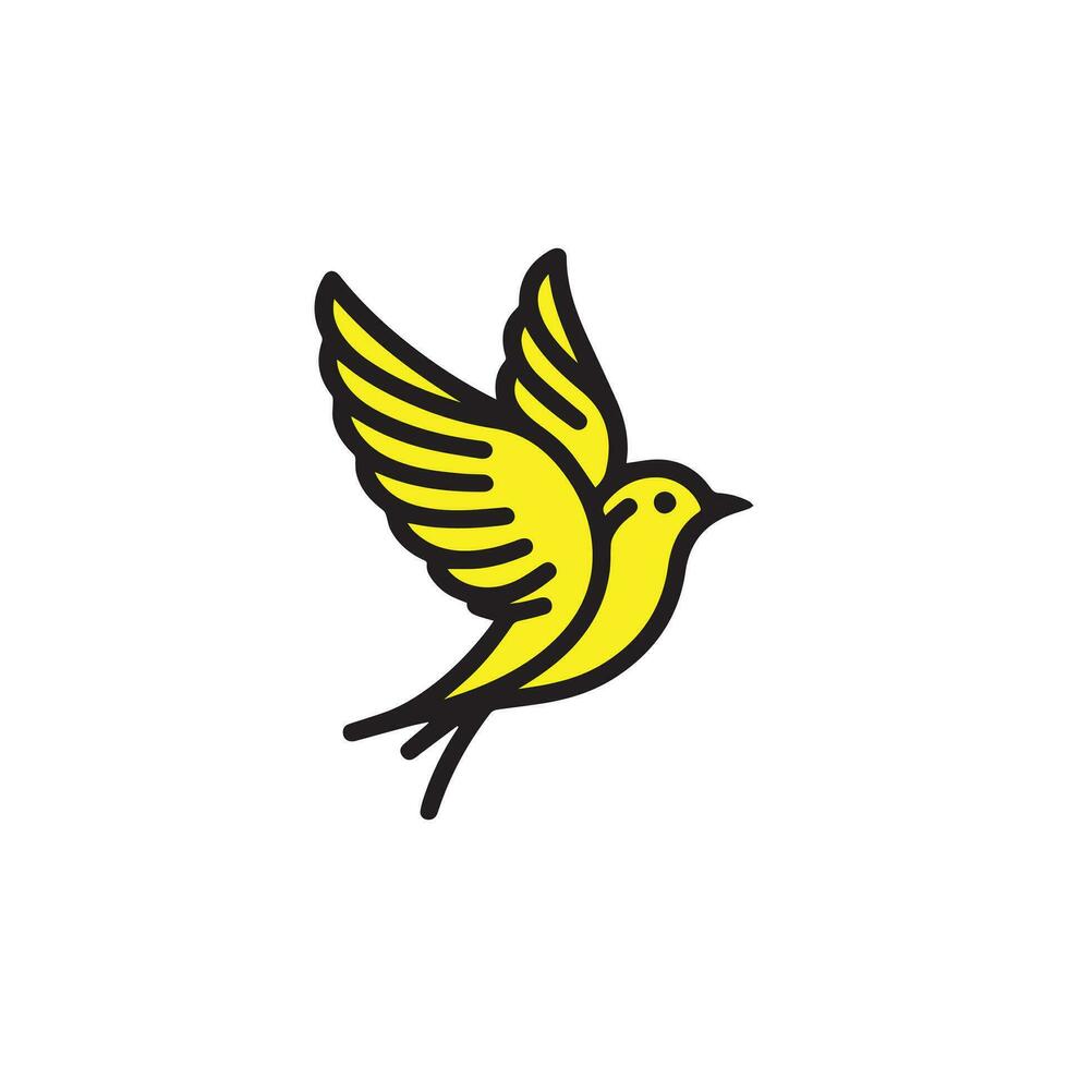 majestueux Jaune oiseau dans vol symbolisant liberté et la grâce contre une parfait blanc Contexte vecteur