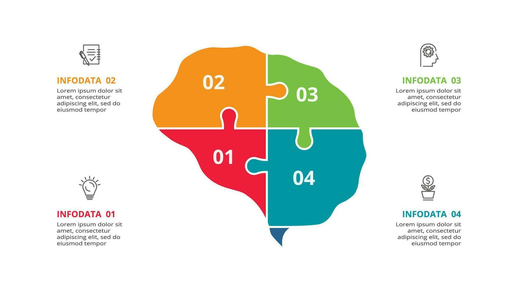 Créatif concept pour infographie avec 4 pas, choix, les pièces ou processus. affaires Les données visualisation. vecteur