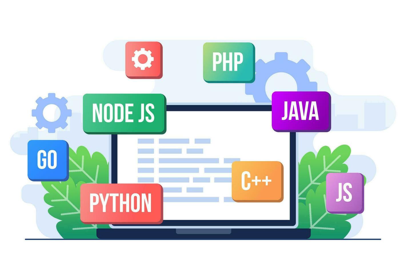 la toile développement concept plat illustration vecteur modèle, application conception, codage et programmation sur une portable avec programmation langues, essai site Internet, codage processus, analytique Les données