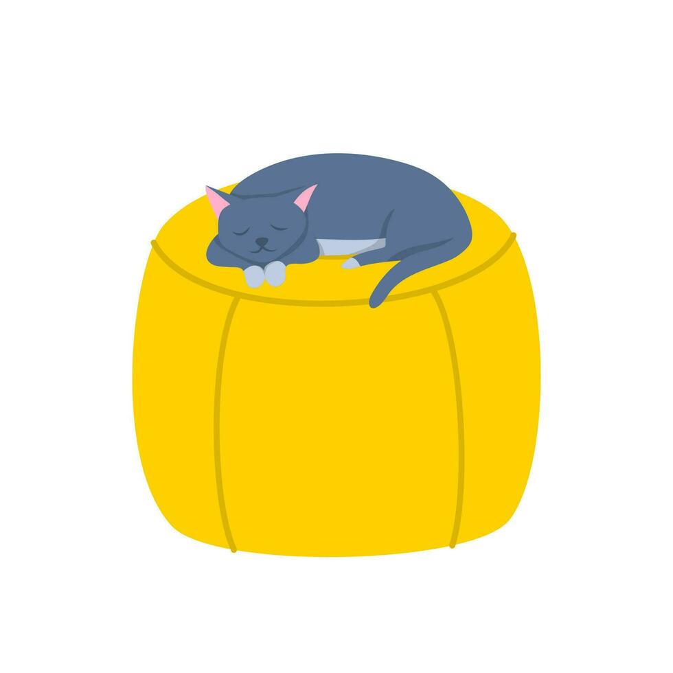 dessin animé Couleur pouf avec une chat concept. vecteur