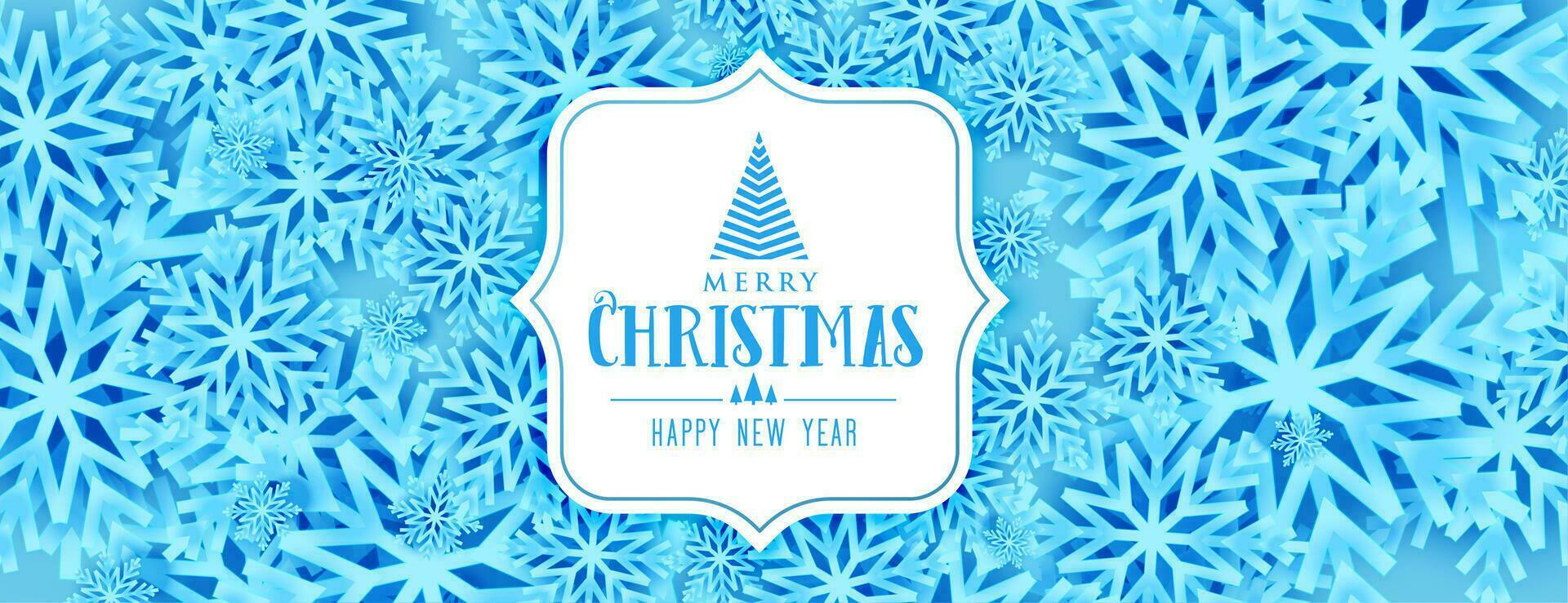 joyeux Noël Festival bannière avec bleu flocons de neige vecteur