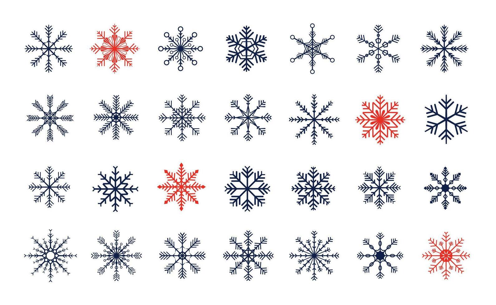 gros ensemble de hiver saison flocon de neige éléments pour Noël conception vecteur