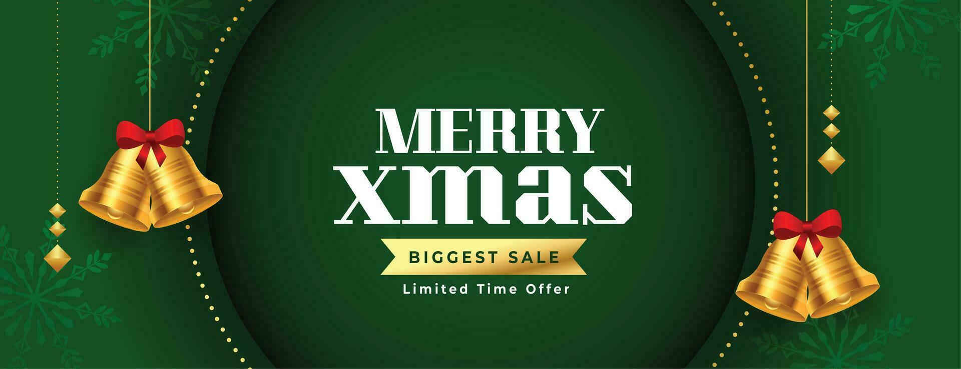 joyeux Noël le plus gros vente bannière avec pendaison cloche vecteur