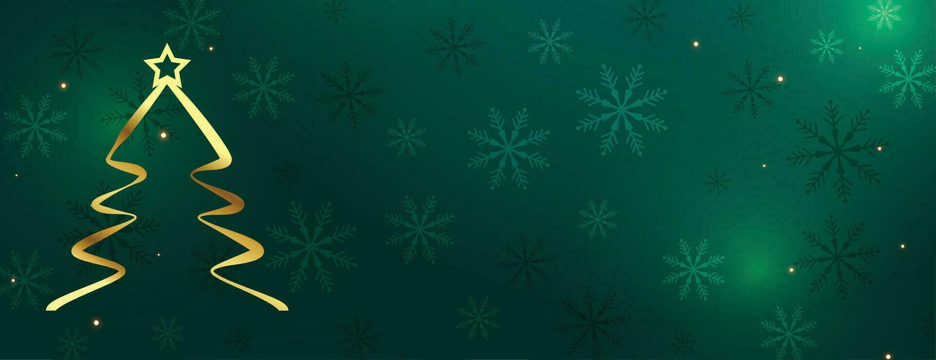 d'or Noël arbre sur vert flocons de neige Contexte vecteur