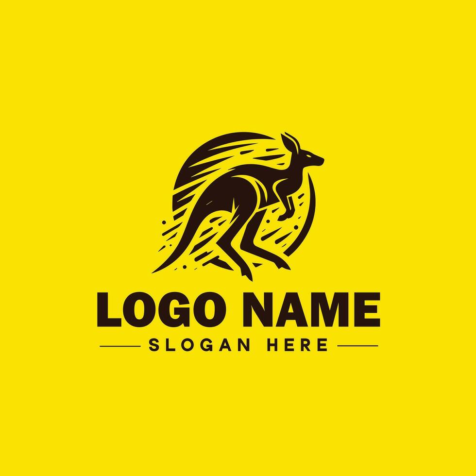kangourou logo et icône symbole nettoyer plat moderne minimaliste logo conception modifiable vecteur
