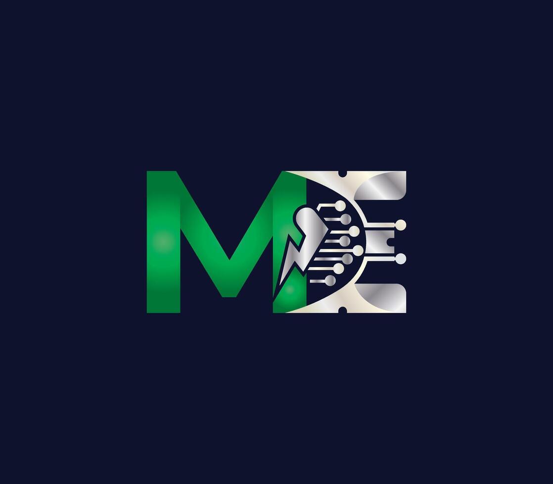 moi lettre logo conception vert ou argent Couleur Créatif La technologie électrique énergie logo vecteur