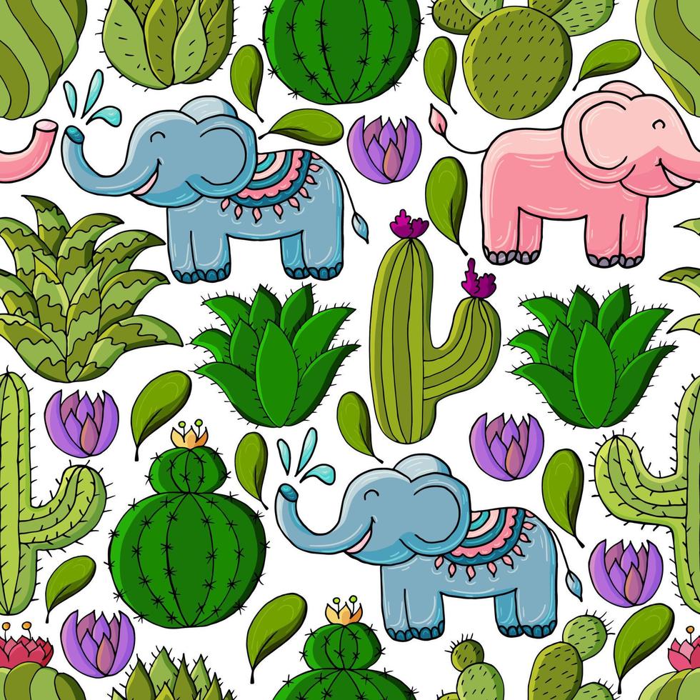 illustration vectorielle mignon. cactus, aloès, succulentes. éléments naturels décoratifs vecteur