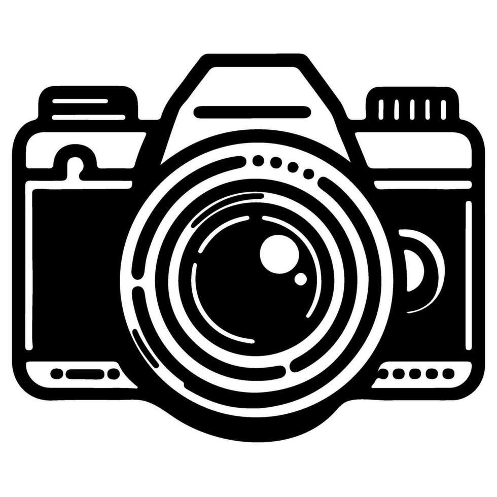 ai généré photo caméra contour art icône pour applications, sites Internet, logo. la photographie symbole noir ligne vecteur