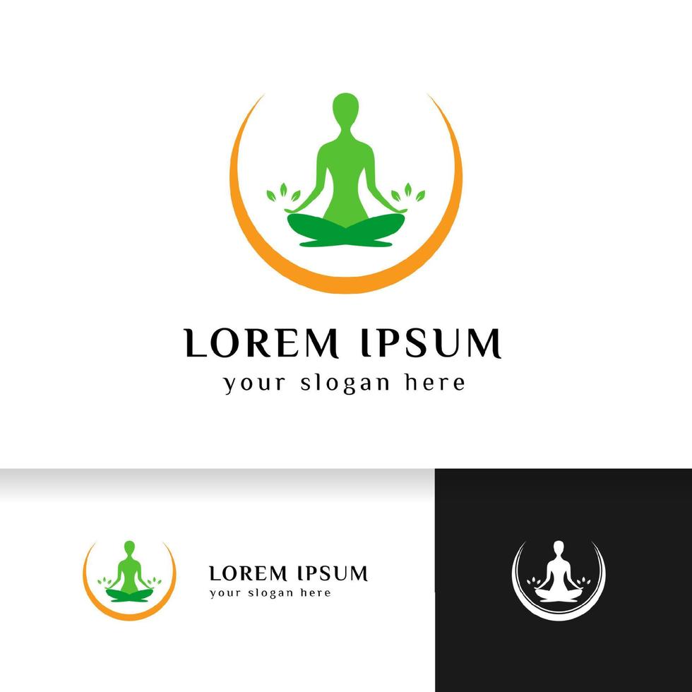 stock de conception de logo de yoga. illustration vectorielle de méditation vecteur