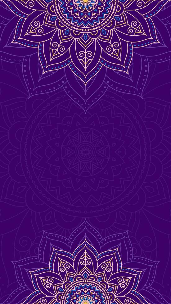 luxueux violet élégance avec mandala ornements verticale vecteur Contexte