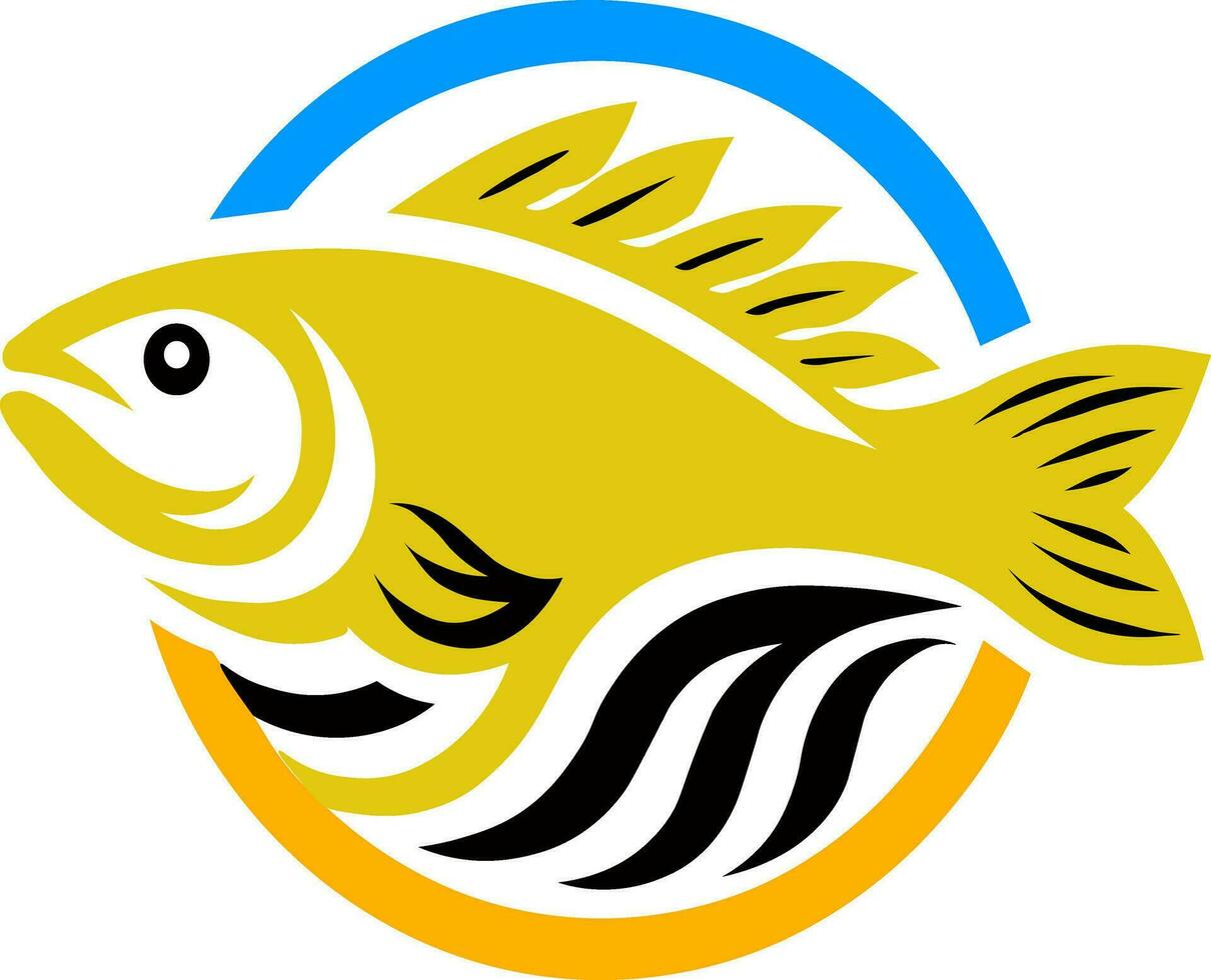 Facile poisson logo avec or couleurs vecteur