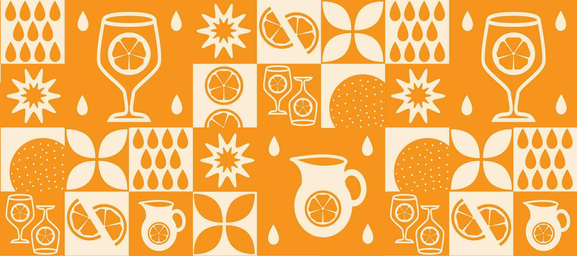 géométrique vecteur modèle dans scandinave style. Orange jus. graphique conception Contexte illustration.