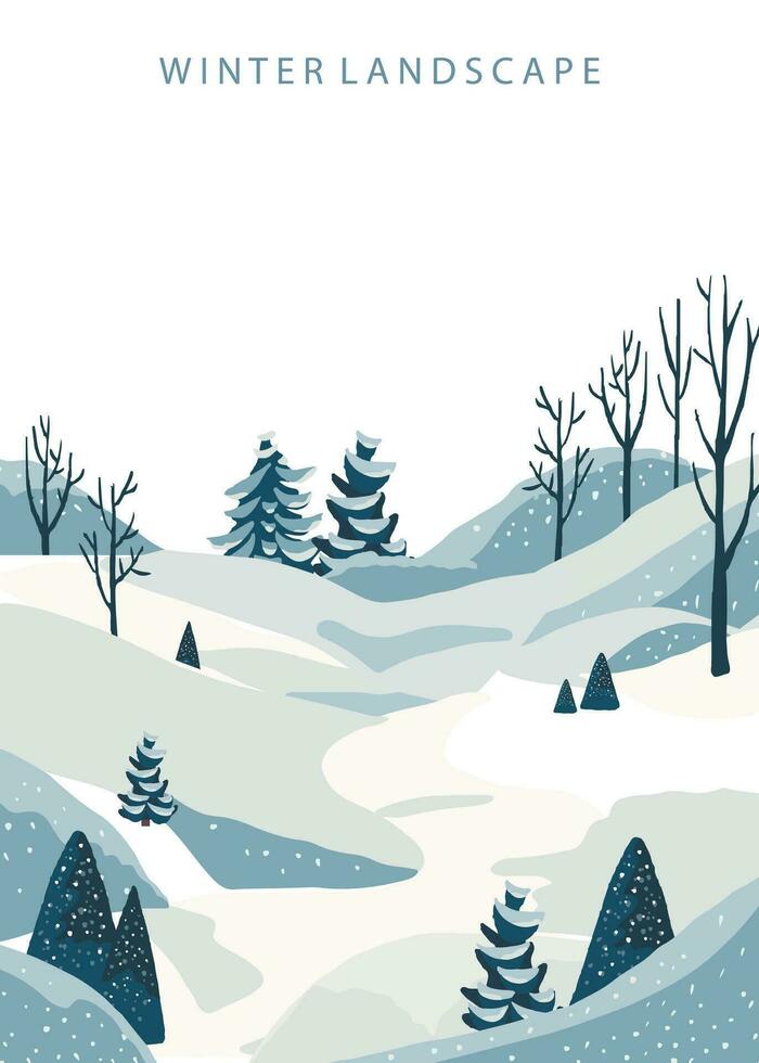 hiver paysage Contexte avec montagne,arbre.modifiable vecteur illustration pour carte postale,a4 verticale Taille