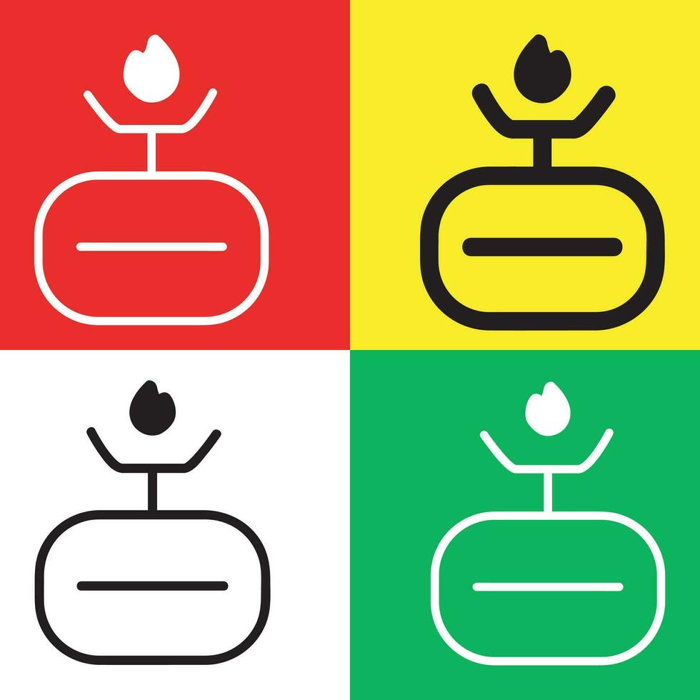 camping gaz vecteur icône, contour style icône, de aventure Icônes collection, isolé sur rouge, jaune, blanc et vert Contexte.