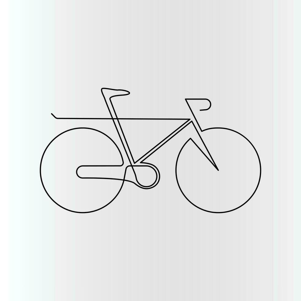 une seule ligne continu vélo dessin vecteur art et une ligne contour vélo illustration