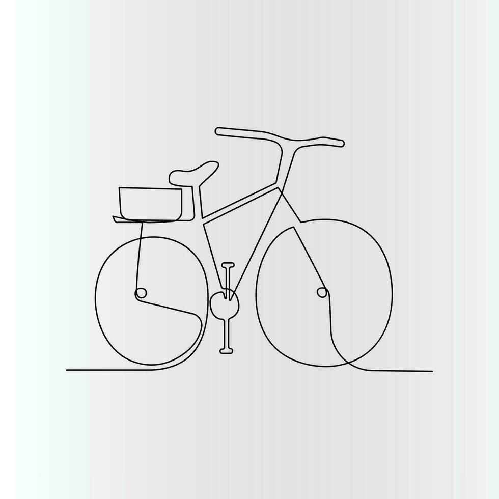 une seule ligne continu vélo dessin vecteur art et une ligne contour vélo illustration