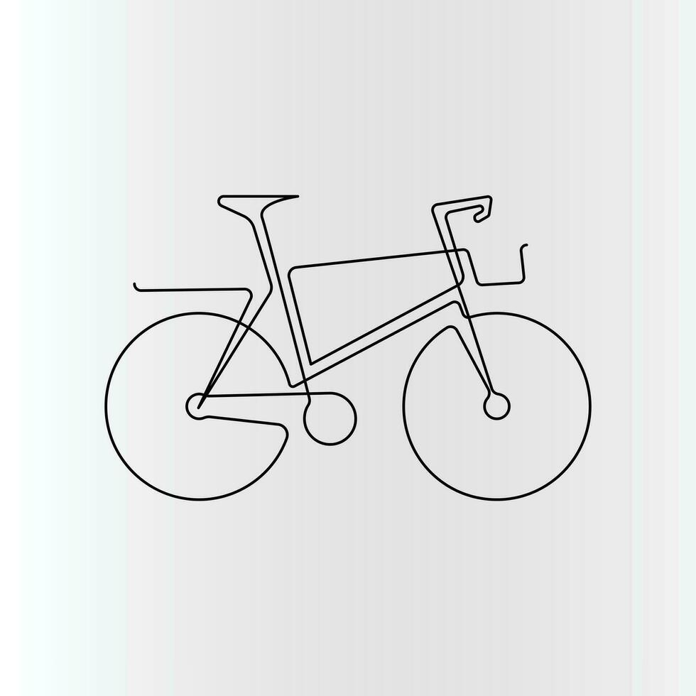 une seule ligne continu vélo dessin vecteur art et une ligne contour vélo illustration