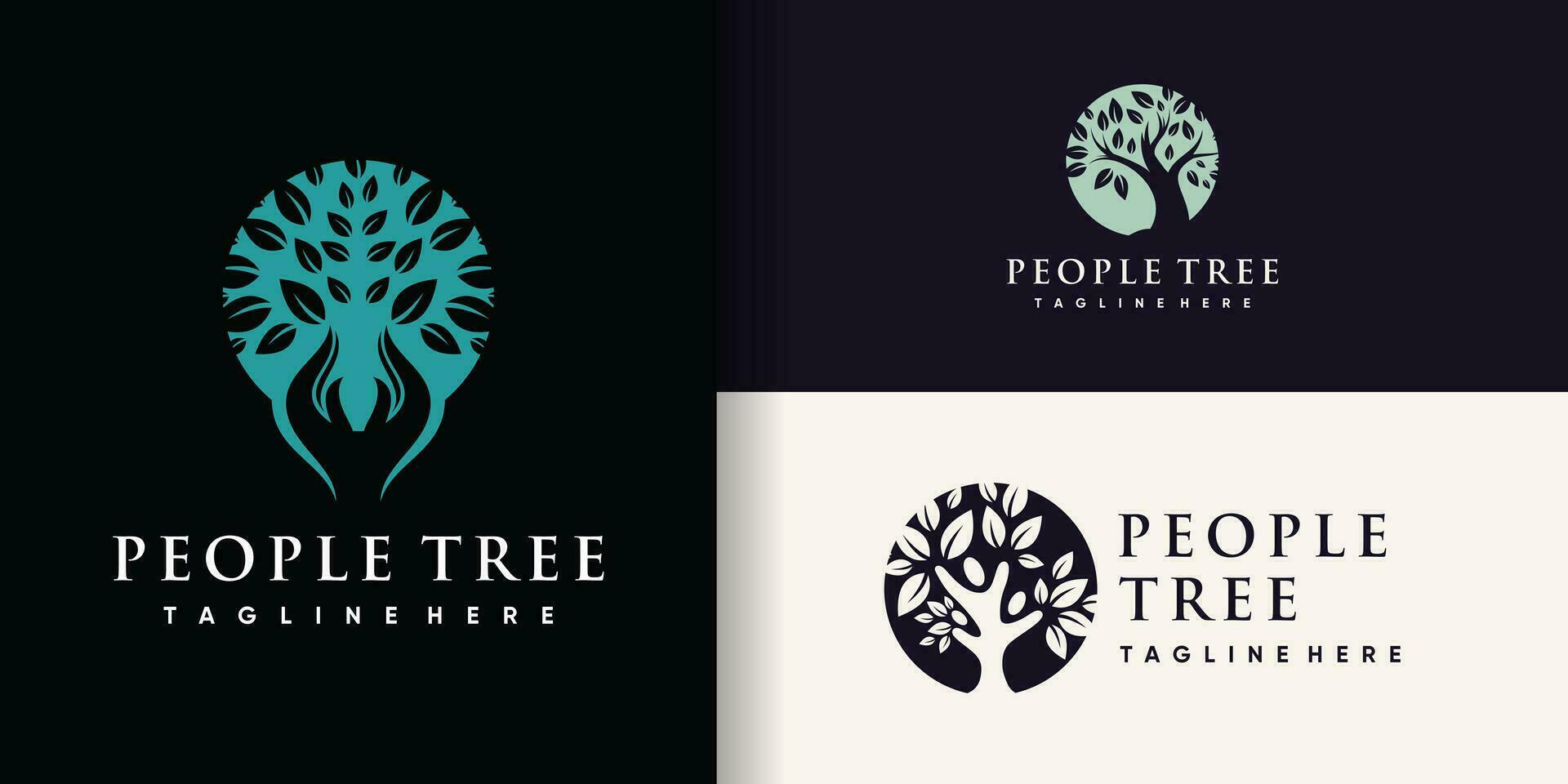 gens arbre logo conception paquet avec prime vecteur Créatif concept