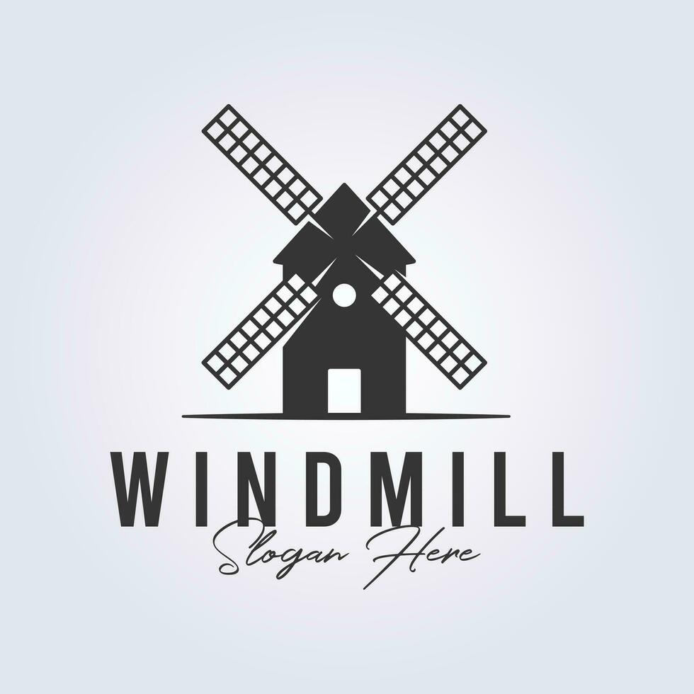 Facile classique Moulin à vent logo conception, vecteur illustration modèle conception