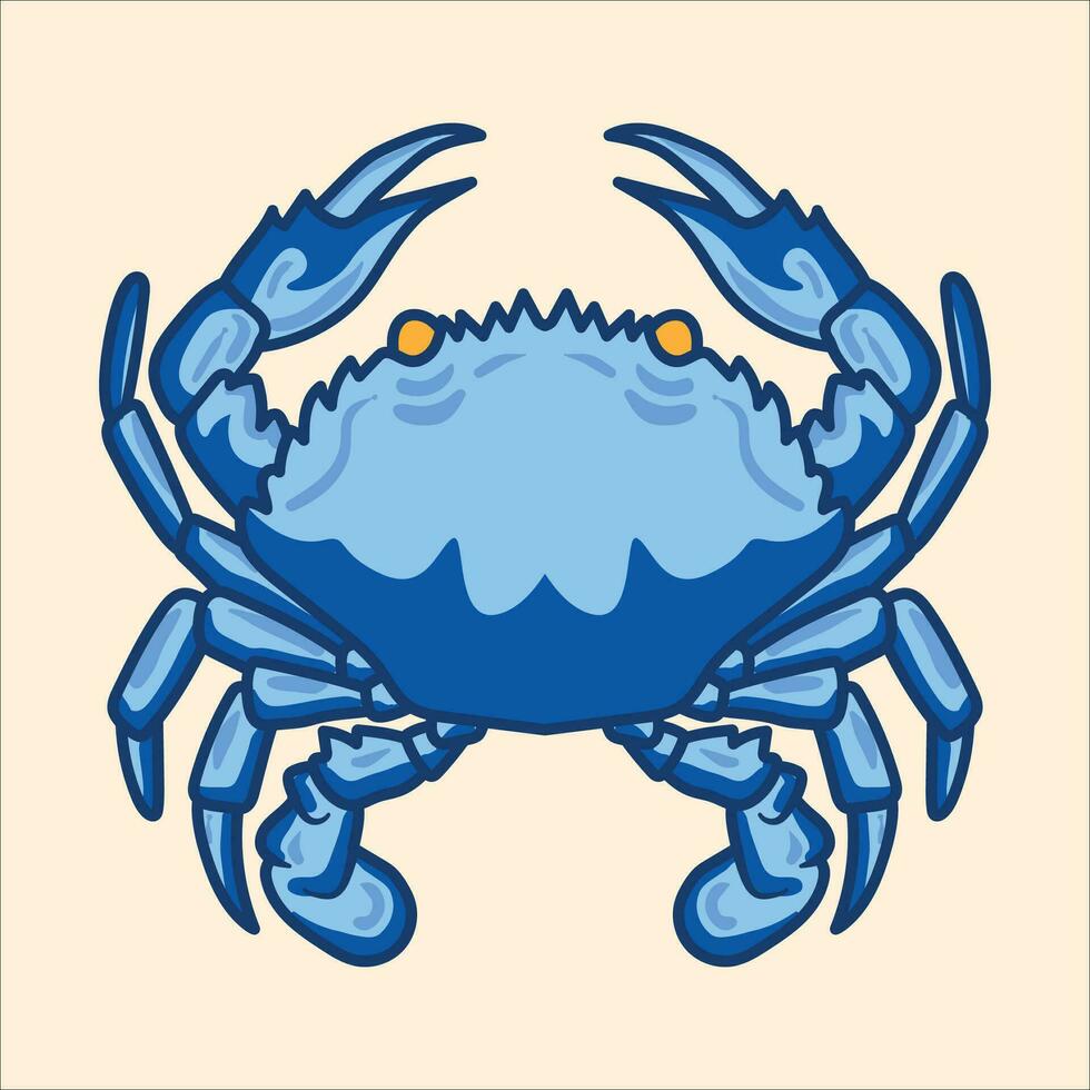 bleu Crabe mascotte dessin animé personnage illustration vecteur