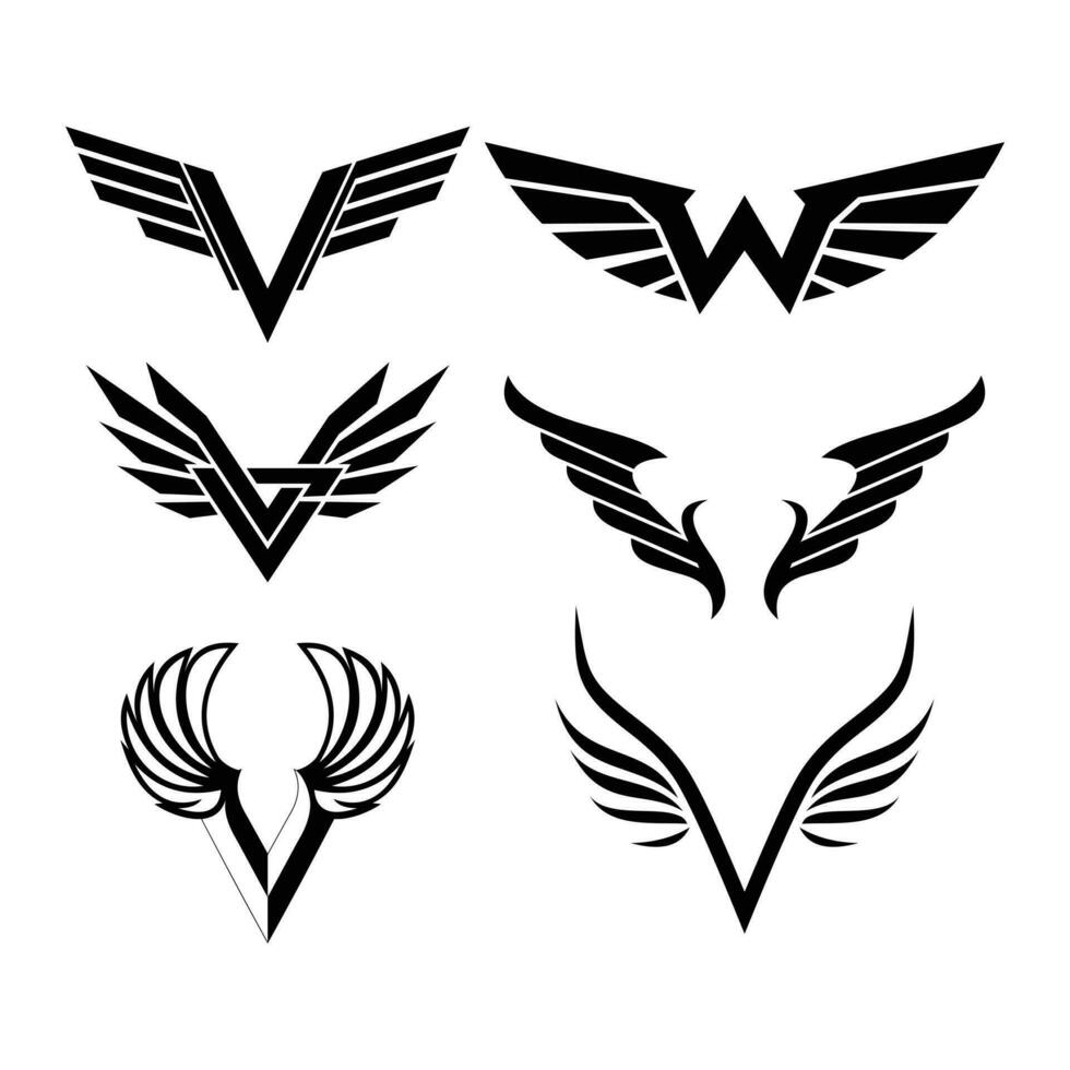 ensemble lettre v, aile style, logo modèle, conception isolé vecteur