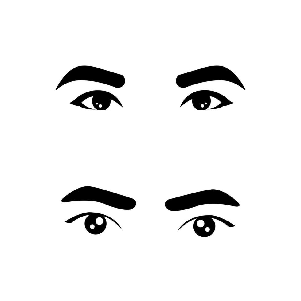 ensemble d'yeux de dessin animé de personnages masculins et féminins. illustration vectorielle vecteur