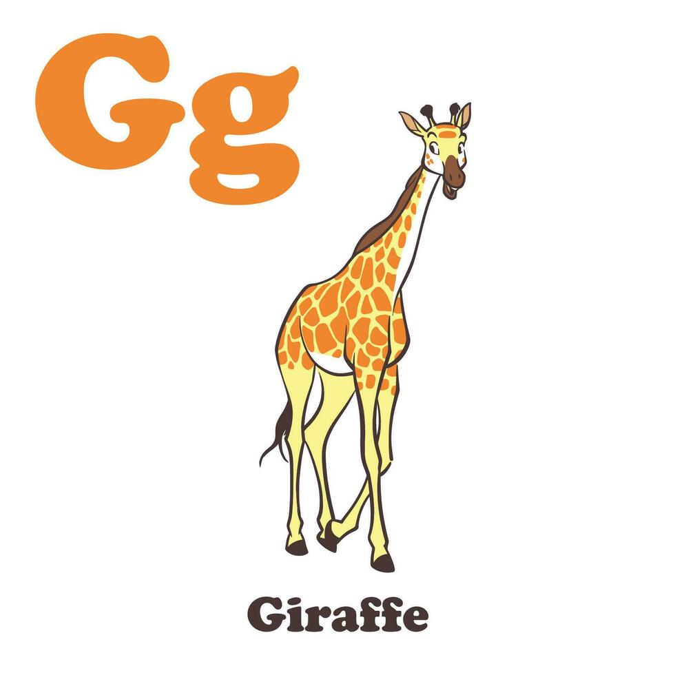 girafe alphabet dessin animé personnage pour des gamins vecteur