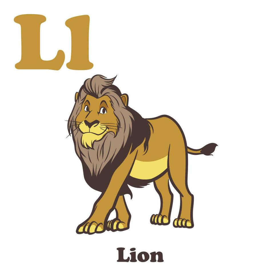 Lion alphabet dessin animé personnage pour des gamins vecteur