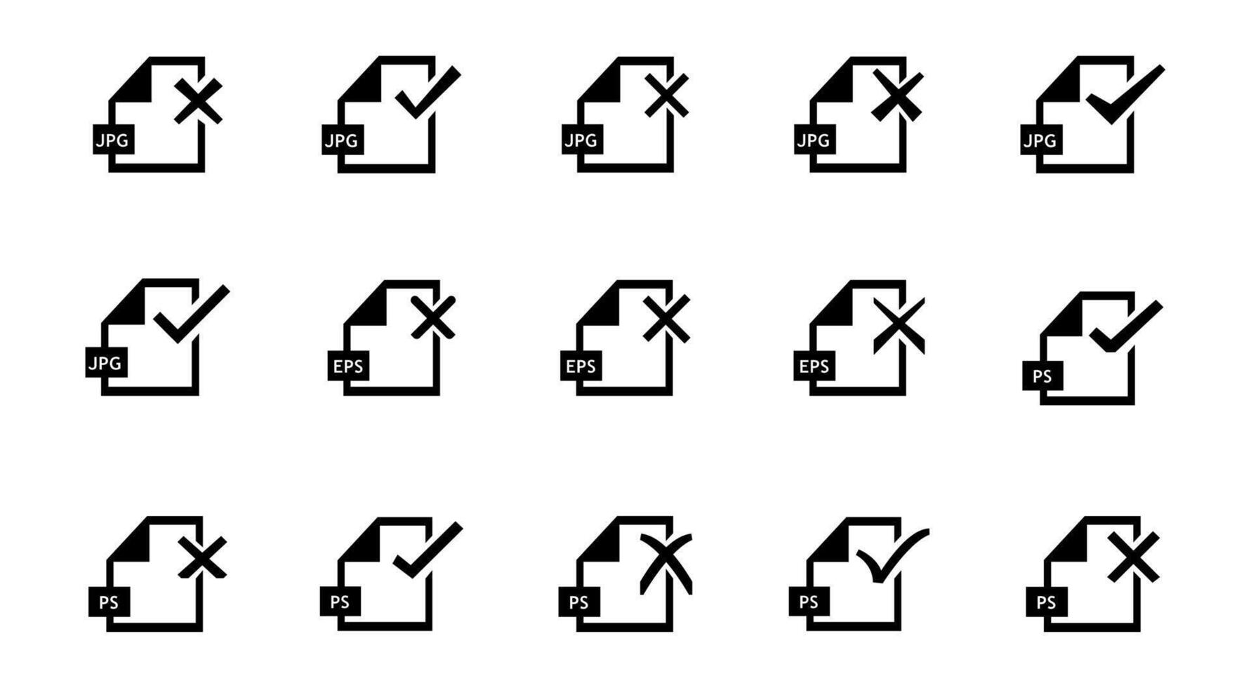 fichier icône vecteur ensemble. protégé, faux, droite et avertissement vecteur illustration