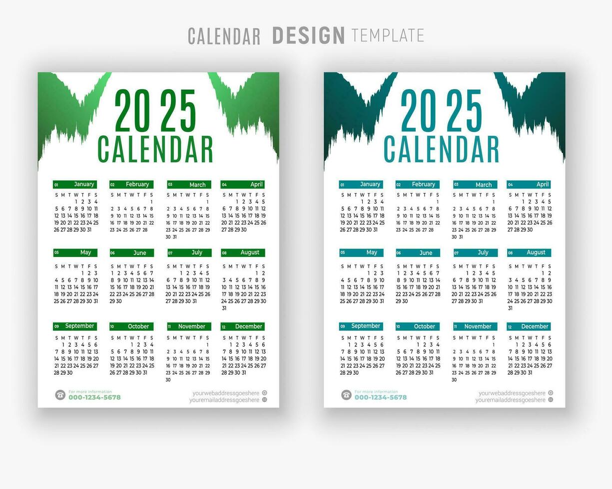 vecteur 2025 calendrier conception modèle pour content Nouveau année planificateur