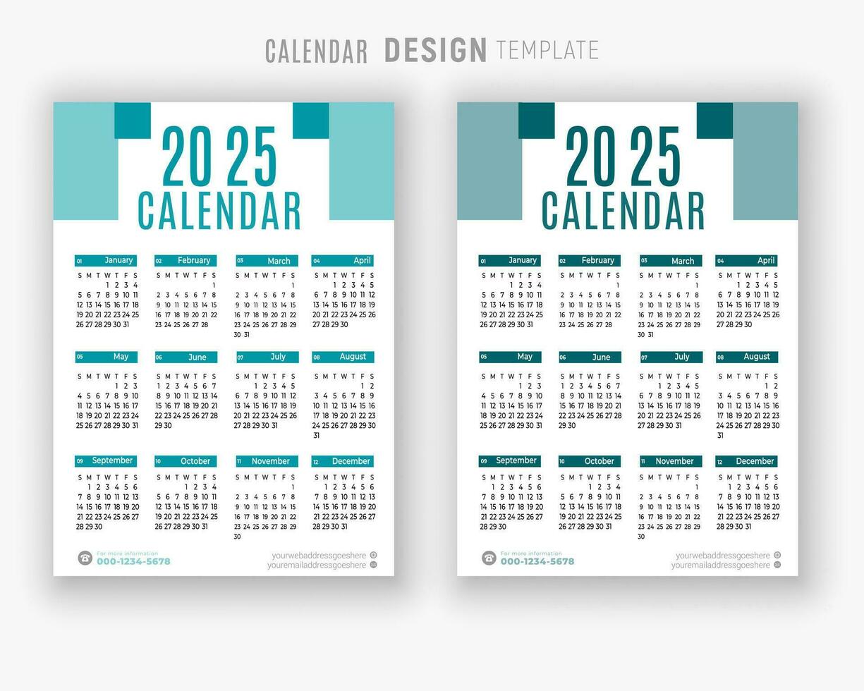 vecteur 2025 calendrier conception modèle pour content Nouveau année planificateur