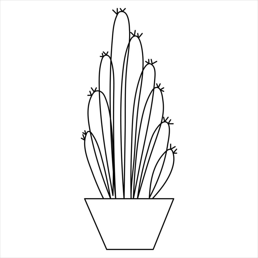 continu un ligne art dessin cactus griffonnage vecteur et cactus les plantes contour minimaliste conception élément